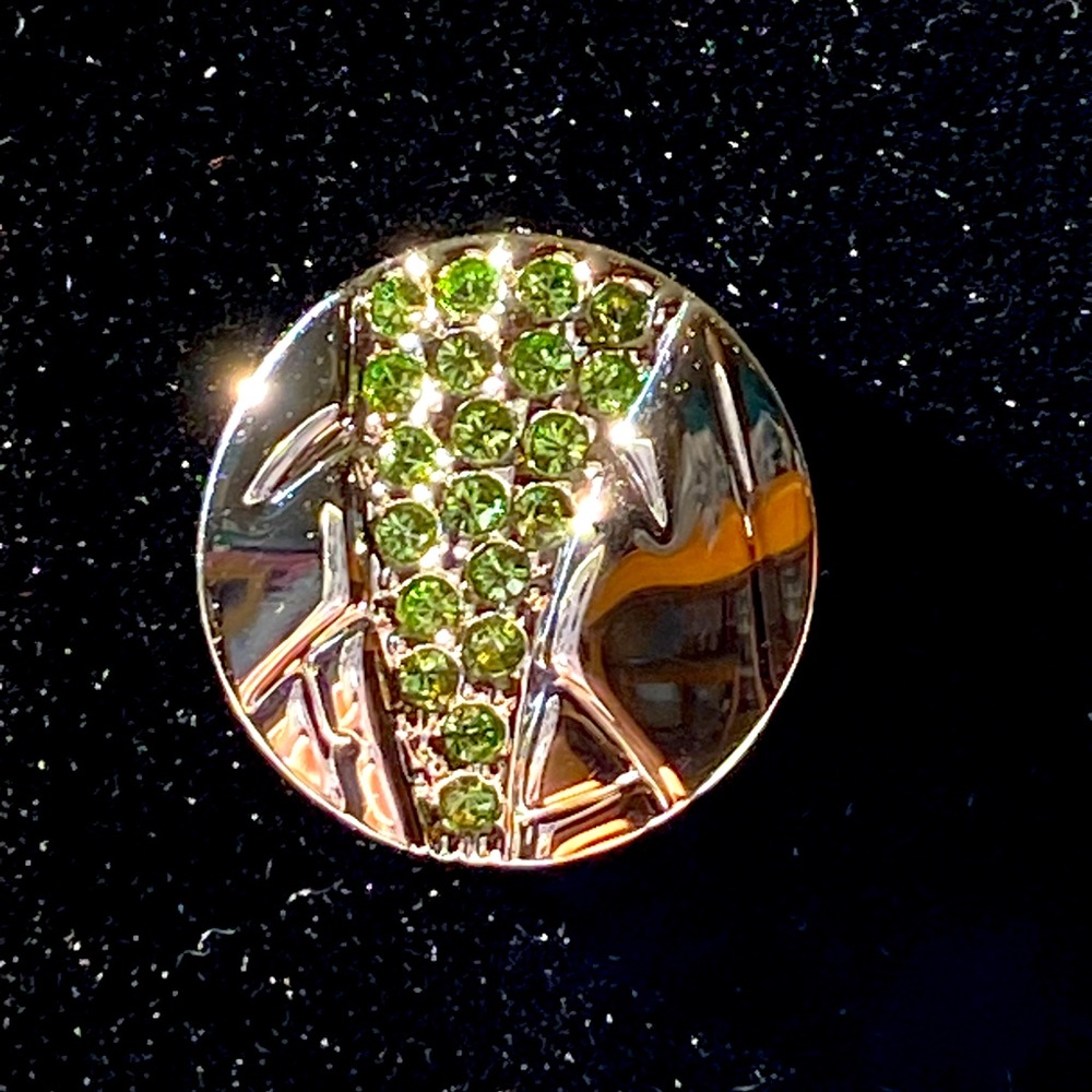 Swarovski Swan Signed "Bamboo" Green Crystal Tack Pin